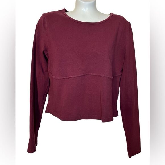 Aritzia TNA Long Sleeve Burgundy Crop Top - Picture 2 of 7